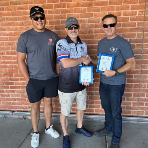 Chad & Scott from Gatorz Eyewear w/Danny Spraul, after he won the PCC Division Championship- Gatorz MO Fall Classic- OCT2024