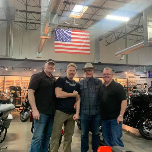 SOCN Exec. Team, Max Martini, and Robert Patrick, Santa Clarita Harley-Davidson