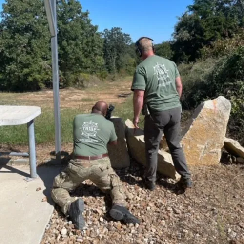 Todd coaching Gordon on position shooting on the 600 Yard Steel Range- Sep 2022