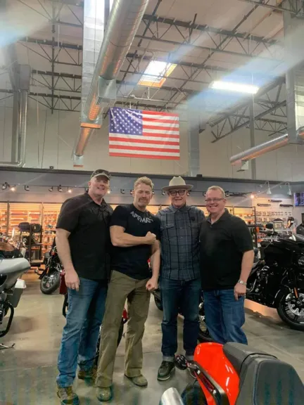 SOCN Exec. Team, Max Martini, and Robert Patrick, Santa Clarita Harley-Davidson