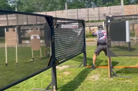 Jay hammering a stacked double target with no-shoot in the middle!