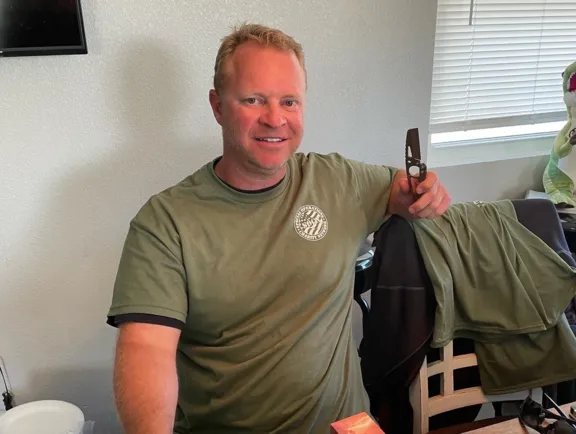Todd and the cool Nordic blade provided by one of our sponsors- Sep 2022