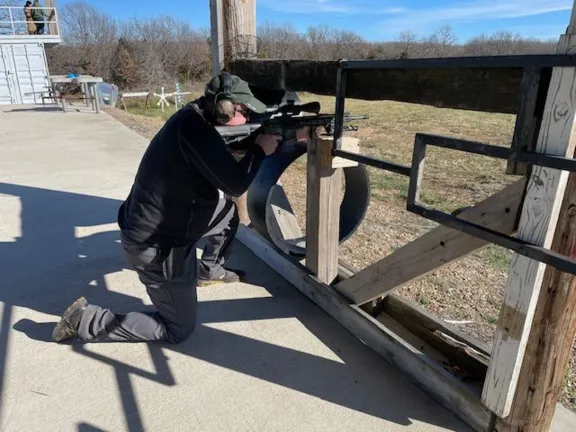 Todd Kunz in an ad-hoc kneeling position- NOV 2023