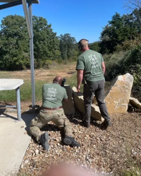 Todd coaching Gordon on position shooting on the 600 Yard Steel Range- Sep 2022