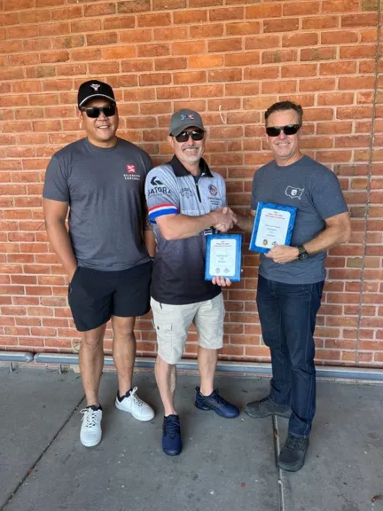 Chad & Scott from Gatorz Eyewear w/Danny Spraul, after he won the PCC Division Championship- Gatorz MO Fall Classic- OCT2024