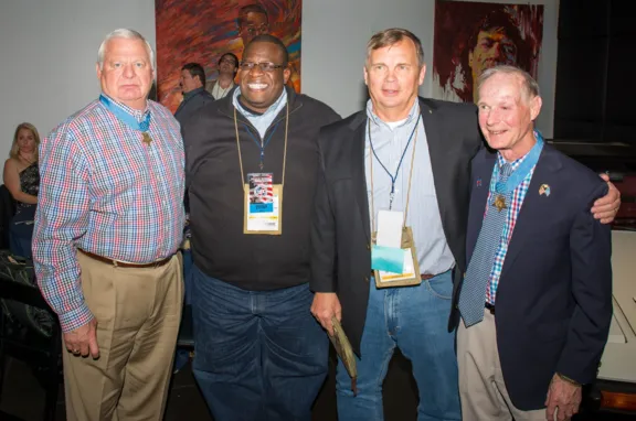 MG Gary Harrell (ret) with Medal of Honor Recipients, LT Mike Thorton (ret) & LT Tommy Norris (ret) & a SOCN Supporter